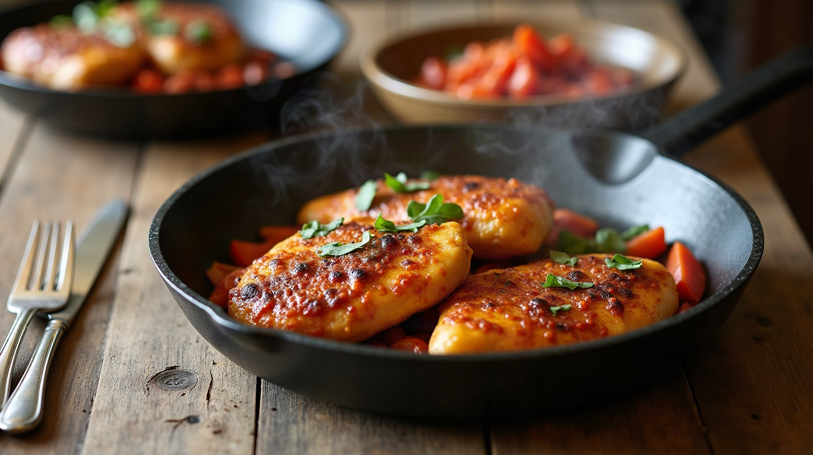 Pueblo Chile and Chicken Skillet Dinner. Pueblo chiles are having their moment right now across the Front Range, and if you've spotted them at the market, grab a few. These mild, slightly sweet peppers are perfect for a weeknight: they roast quickly in a hot pan,