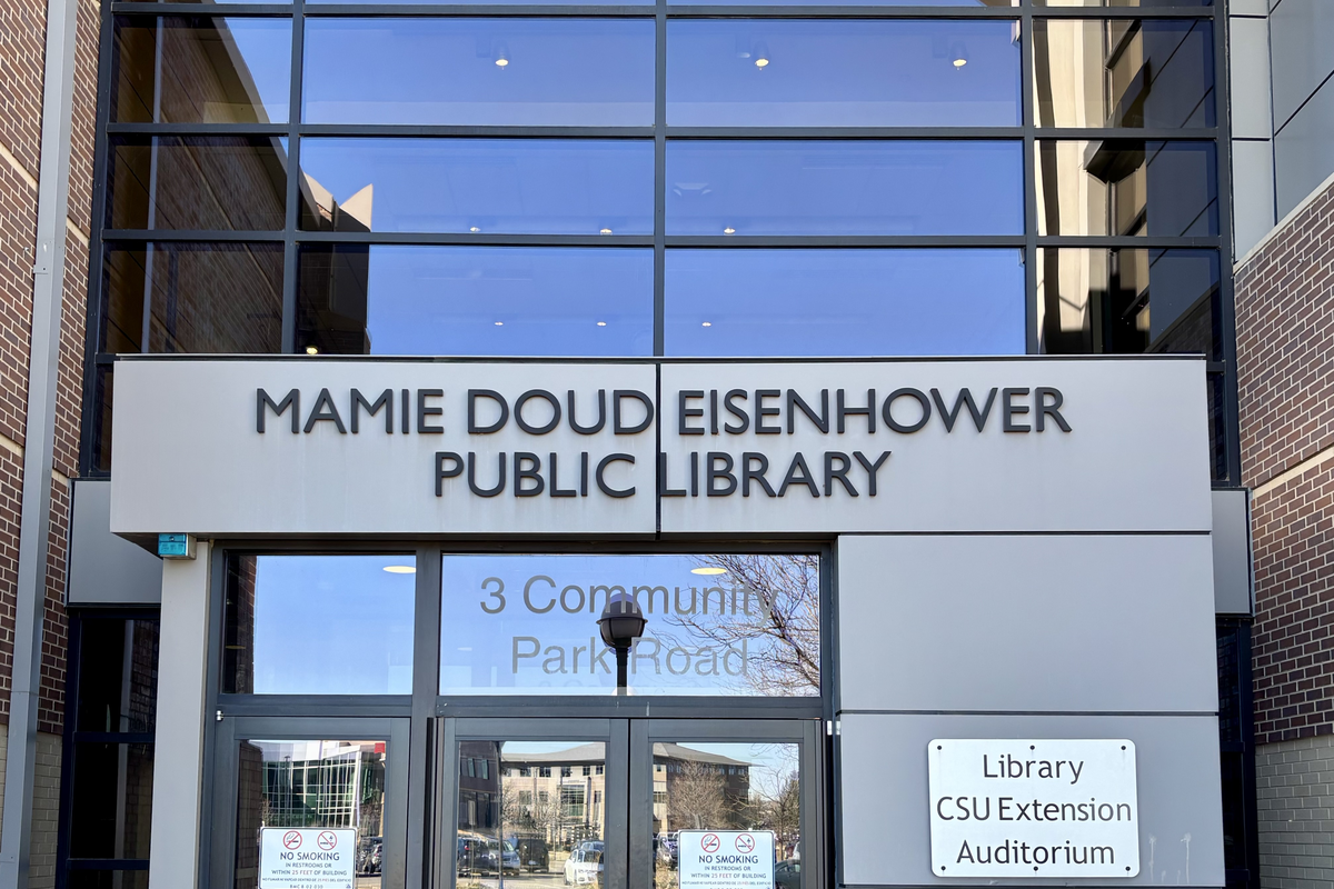 The Mamie Doud Eisenhower Public Library entrance in Broomfield.